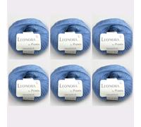 Leonora by Permin - 6 ovillos de lana de seda de mohair (30 azul bebé)