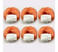 Leonora by Permin - 6 ovillos de lana de seda y mohair (23 naranja)
