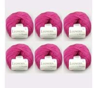 Leonora by Permin - 6 ovillos de lana de seda y mohair (25 rosa caliente)