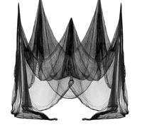 Leonshco Tela Decorativa de Halloween Espeluznante, 215x500 cm Tela Espeluznante de Halloween, Gasa de Algodón Negra para Decoraciones de Halloween, Estilo Gótico para Fiestas y Eventos de Halloween