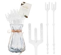 LEONTOOL 100 soportes para tarjetas de púas florales de plástico de 9.4 pulgadas con cabeza recta, soporte transparente para tarjetas de fotos de cabeza recta para arreglos florales, ramo de