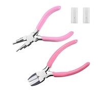 LEONTOOL 2 herramientas de fabricación de joyas, pinzas de mandíbula blandas con boquilla 6 en 1 pinza de fabricación de 3 mm a 10 mm, pinza de punta plana con 2 puntas para enderezar el bucle de