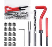 LEONTOOL 20 Piezas M10 x 1,5 mm Kit de inserción de reparación de roscado, Kit de helicoidencia métrica de Acero Inoxidable con Brocas HSS, Kits de Herramientas de reinserción portátiles para Auto