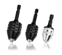 LEONTOOL 3 adaptadores de portabrocas sin llave para destornillador de impacto, vástago hexagonal de 1/4 pulgadas, juego de convertidor de brocas de cambio rápido, incluye extensión de micro