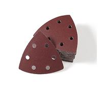LEONTOOL 50 piezas de papel de lija triangular, 6 agujeros, almohadillas de lija triangular, 3.5 pulgadas, grano 180 gancho y lazo, hojas de lija de detalle para pulido de metal de madera