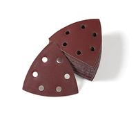 LEONTOOL 50 piezas de papel de lija triangular, 6 agujeros, almohadillas de lija triangular, 3.5 pulgadas, grano 320 gancho y lazo, hojas de lija de detalle para pulido de metal de madera
