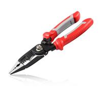 LEONTOOL 6 en 1 Alicates multifuncionales para electricista de 8 pulgadas, alicates de nariz larga con pelacables, cortador de crimpador, herramienta multifunción para cableado eléctrico, trabajo industrial o doméstico