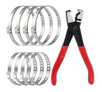 LEONTOOL 9 alicates de abrazadera de manguera con kit de abrazadera de arranque CV, alicates de cuello tipo R de Clic y Clic de acero inoxidable, tamaño pequeño y grande, universal, ajustable, eje de