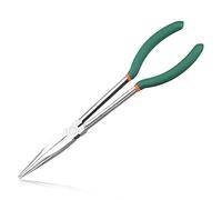 LEONTOOL Alicates de punta de aguja de largo alcance de 11 pulgadas con dientes dentados Alicates de punta larga, rectos extralargos para espacios estrechos