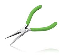 LEONTOOL Alicates de punta de aguja pequeños para hacer joyas, alicates de punta de 5 pulgadas de largo con mini alicates de afilado largo, mandíbulas dentadas para doblar alambre, agarre