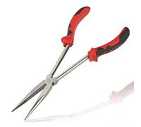 LEONTOOL Alicates de punta larga de 11 pulgadas de largo alcance con mandíbulas dentadas, alicates rectos de punta larga, alicates de punta extra largos para espacios estrechos de difícil acceso