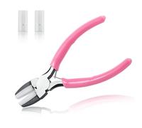 LEONTOOL Alicates de punta plana para hacer joyas con 2 puntas de repuesto, alicates paralelos de 5 pulgadas, alicates de mandíbula suave con alisador de alambre de agarre consistente para cuentas,