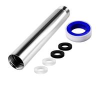 LEONTOOL - Brazo de extensión para cabezal de ducha (4 pulgadas, hembra a macho, G1/2 pulgadas, extensión de manguera de ducha de acero inoxidable, con cinta adhesiva y lavadora