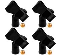 LEONTOOL Clips de micrófono para soportes, juego de 4 soportes universales ajustables para micrófono con adaptador macho de 5/8 pulgadas a hembra de 3/8 pulgadas, abrazadera de micrófono para