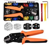 LEONTOOL Crimpadora de alambre Juego de herramientas de prensado Terminales de alambre Herramientas Juego de 850 piezas Conjuntos de terminales Herramienta de prensado eléctrica AWG 24-10 24-14 14-10