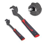 LEONTOOL Juego de 2 llaves de tubo autoajustables, 6 llaves de tornillo de banco de tubo rápido de 10 pulgadas para tuercas de 7 a 35 mm, llaves multifuncionales de autobloqueo de 3 dientes 40CR-V
