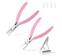 LEONTOOL - Juego de 2 pinzas para gafas de mandíbula de nailon redondas y planas, con resorte, destornillador de reparación, mandíbulas de repuesto, acero inoxidable, para ajustar los marcos