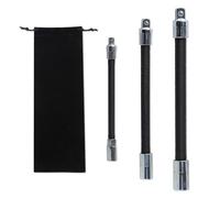 LEONTOOL Juego de 3 barras de extensión flexibles de 1/2 pulgada, 1/4 pulgadas, 3/8 pulgadas, barras de extensión flexibles de enchufe, extensiones de metal con ejes flexibles juego de herramientas de