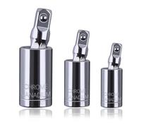 LEONTOOL Juego de 3 llaves de vaso universales de 1/10.2 cm 3/20.3 cm 1/5.1 cm Juego de adaptadores de enchufe de junta universal de impacto, acero CR-V, rotación de 360 grados, para mantenimiento de