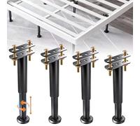 LEONTOOL - Juego de 4 patas de soporte ajustables para cama (altura ajustable 18-31 cm), patas centrales de metal con base antideslizante, reemplazo de patas de mueble para sofá, armario, cómoda, mesa