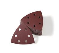 LEONTOOL - Juego de 50 almohadillas de lijado triangulares, 8,9 cm, 6 agujeros, grano 600, hojas de lijado para madera y metal