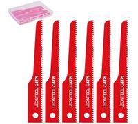 LEONTOOL - Juego de 6 hojas de sierra neumáticas de 14 dientes, cola 1/2" universal, 10 cm bimetal, para corte de madera, metal, plástico, yeso, compuestos, con caja de almacenamiento