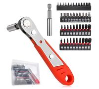 LEONTOOL Juego de destornilladores de trinquete 45 en 1, llave de trinquete de 36 dientes, puntas magnéticas hexagonales, torx, ranuradas, Phillips, Pozidriv, destornillador de ángulo recto para