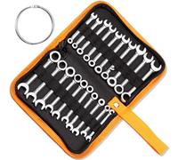 LEONTOOL Juego de llaves mini-métricas y SAE 20 llaves de encendido de 4 a 11 mm y 5/32 a 7/16 pulgadas, juego de llaves de extremo abierto con llavero, juegos de llaves combinadas con bolsa