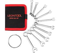 LEONTOOL Juego de llaves mini SAE de 10 llaves de encendido de extremo abierto de 5/32 a 7/16 pulgadas y extremo de caja con llavero, juego de llaves con bolsas de almacenamiento portátiles