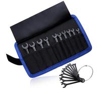 LEONTOOL Juego de llaves pequeñas métricas de encendido de 10 piezas, juego de llaves combinadas de extremo abierto de 4 a 11 mm, juego de llaves pequeñas superfinas con bolsa con cremallera y llavero