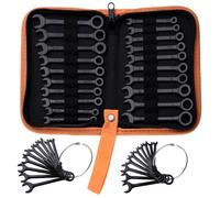 LEONTOOL Juego de llaves pequeñas métricas y SAE, juego de llaves de encendido de 20 piezas, 4 mm-11 mm y 5/32 a 7/16 pulgadas, juego de llaves combinadas de extremo abierto y extremo de caja, juego