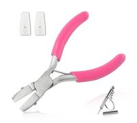 LEONTOOL Mini alicates de punta plana para hacer joyas con 2 puntas de repuesto, alicates paralelos de 3 pulgadas de mandíbula suave con alisador de alambre de agarre consistente para cuentas, bucle,