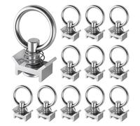 LEONTOOL Paquete de 12 espárragos unico Montaje L carril de amarre Junta tórica, resistencia a la rotura de 4.000 libras, anillo redondo de acero inoxidable 360 ° rotación de carga Control Keeper