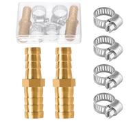 LEONTOOL Paquete de 2 accesorios estriados de manguera reductor de 3/8" a 1/2" con 4 bridas, reductor de conexión estriada de ranura de empalme adaptador de unión para agua de combustible Aire