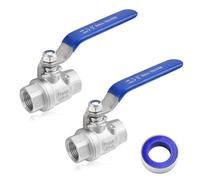 LEONTOOL Paquete de 2 válvulas de bola de acero inoxidable 304 de 1/2 pulgada NPT hembra a hembra, conector de tubo de válvula de bola de puerto completo con mango de palanca, válvula de cierre