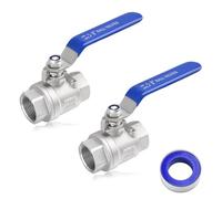 LEONTOOL Paquete de 2 válvulas de bola de acero inoxidable 304 de 3/4 pulgadas NPT hembra a hembra, conector de tubo de válvula de bola de puerto completo con mango de palanca, válvula de cierre