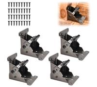 LEONTOOL Paquete de 4 soportes plegables plegables con bisagras autobloqueantes con tornillos, soporte de extensión de bloqueo resistente para mesa, silla, cama, patas de patas de 0 a 90 grados
