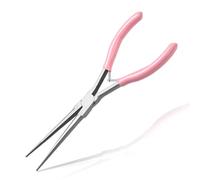 LEONTOOL - Pinza de punta afilada extra larga (18 cm, punta fina con mandíbulas dentadas, color rosa - Pinza micro precisión para joyería, electrónica, pesca y trabajos en espacios reducidos