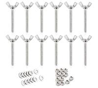 LEONTOOL - Tornillo de mariposa (12 unidades, M6 x 45 mm, acero inoxidable, 304)