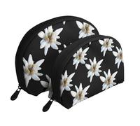 Leontopodio Edelweiss, Bolsa de Maquillaje de Concha, Monedero pequeño para Mujer, Bolsa de artículos de tocador, Bolsa de cosméticos, 2 Piezas