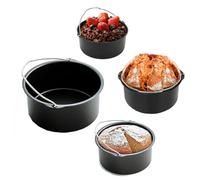 Leopacat Accesorios para Freidora de Aire, Cake Barrel Molde para Hornear Bandeja Antiadherente de Acero Carbono para Hornear Pasteles para Freidoras Profundas Todo Tipo Freidoras EléCtricas 6 Inch