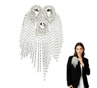 Leopacat Borlas e Hombro Diamantes ImitacióN, Parches DiseñO Gota Agua Con Cuentas Cadena Cristal Apliques para Motivos Flecos Epaulets Hombro Broches Disfraz Uniforme Vestido Mujer 11x18cm