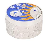 Leopacat Cajad de JoyeríA Redonda,Caja Organizadora de JoyeríA Pequeño con Forro Franela Cajas de Recuerdo Regalo Grabado con Patrón de Luna Estrella para Baratija Anillo de Almacenamiento 6 x 3,5 cm