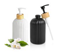 Leopacat Dispensador Jabon LíQuido,2 Piezas 430ml Dispensador de Jabón de Mano Botellas VacíAs Prensa Rellenable Blanco e Negro Mate para Cocina Baño LocióN,Gel De Ducha,JabóN De Manos 18.5 X 7.62 cm