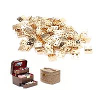 Leopacat Mini Bisagra, Bisagras de Casa de MuñEcas en Miniatura Gabinete Bisagras LatóN Conectores Accesorios 8 X 10 Mm para Manualidades Caja de JoyeríA DIY 100 Pz con 400Pz Clavos de Bisagra