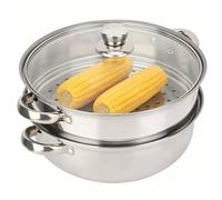 Leopacat Olla al Vapor de Doble Capa de 27cm,4L Olla Vaporera Acero Inoxidable con Tapa de Vidrio Templado y Asa para Verduras y Pescado,Apta para Inducción y Todo Tipo de Cocinas