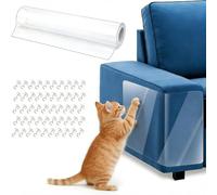 Leopacat Protector de arañazos para sofá, gato, 30 x 500 cm, rollo de cintas transparentes antiarañazos con 50 pines, protector de muebles autoadhesivo extra adhesivo para alfombras, puertas, sofás