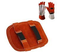Leopacat Protector Manos para Soldadura,Guantes de Soldadura Resistentes ArañAzos y Calor, Tapete Cuero Manos con Respaldo Aluminizado para Soldar, Aislamiento TéRmico Mano para Calderas Industriales