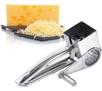 Leopacat Rallador de Queso,Giratorio de Acero Inoxidable Multifuncional Manivela de Mano Trituradora de Verduras Utensilios de Cocina para Rallar Patatas,Nueces,Chocolate Apto para Lavavajillas