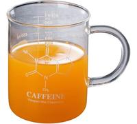 Leopacat Taza de Vaso de CafeíNa,Tazas Transparentes Quimica Cristal,Tazas de Vidrio de Borosilicato CientíFico con Asa Graduada Taza Profesora para Latte,Leche,Capuchino,Jugo De Agua 450Ml